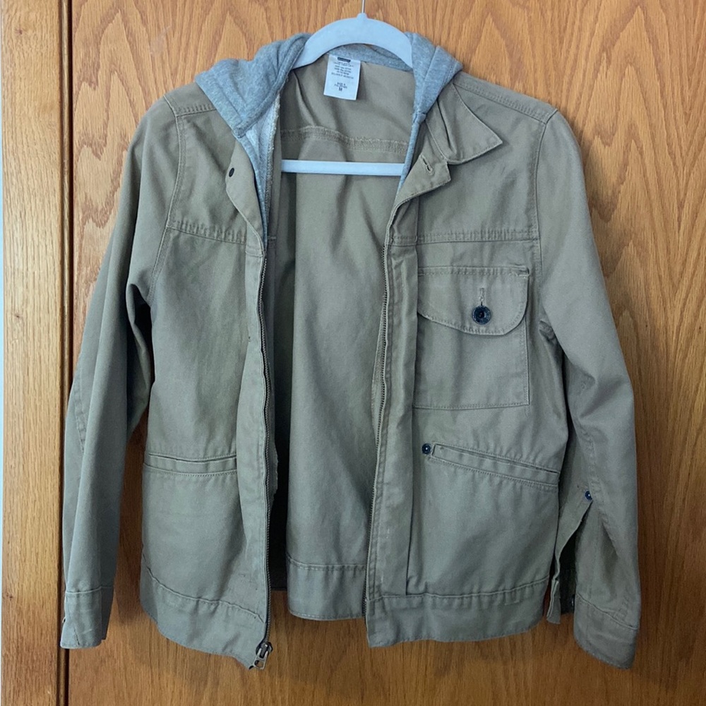 Zip up jacket with attached hood
